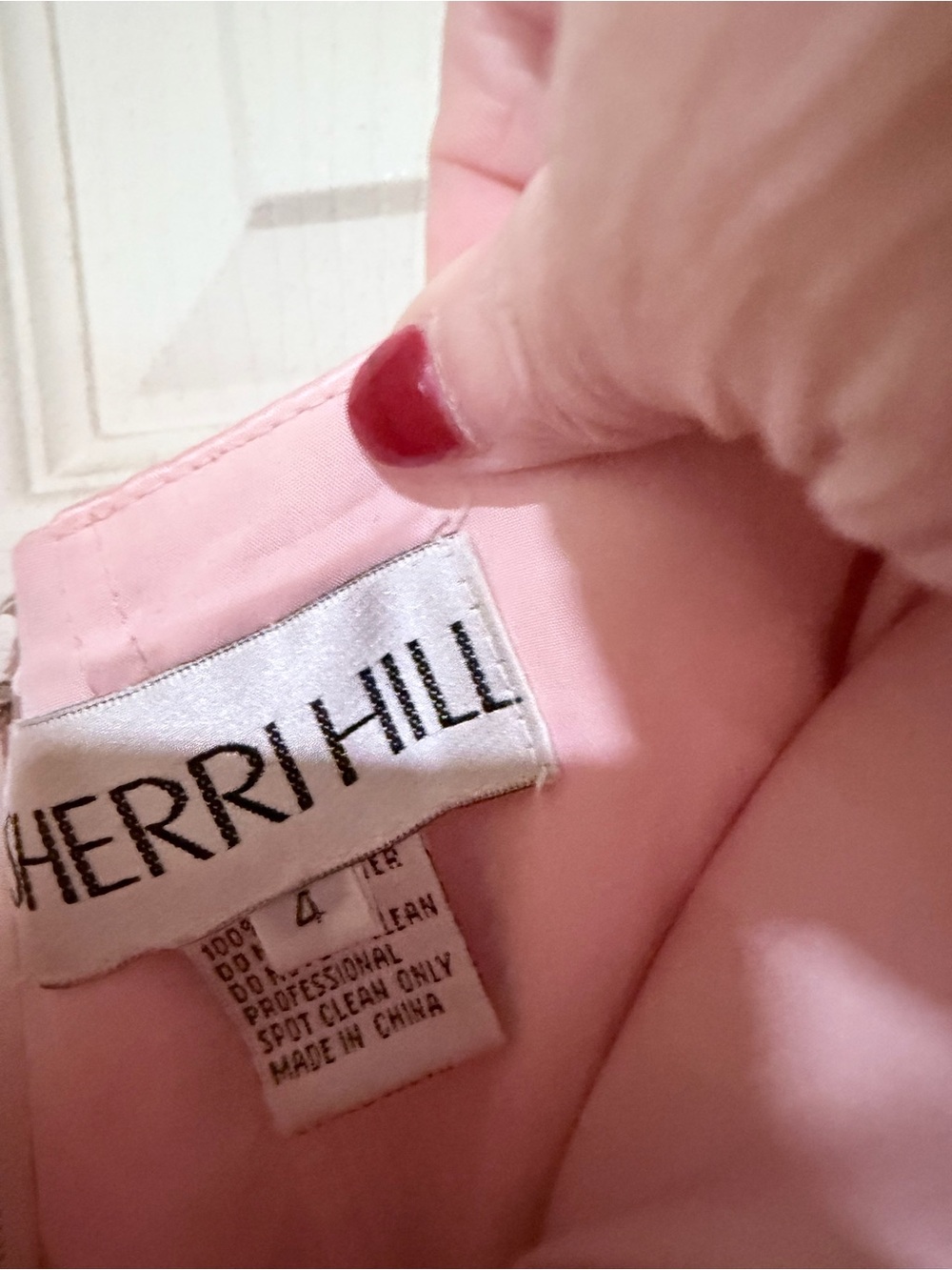 Sherri Hill Light Pink Strapless Gown with Floral Embroidery - Picture 3 of 4